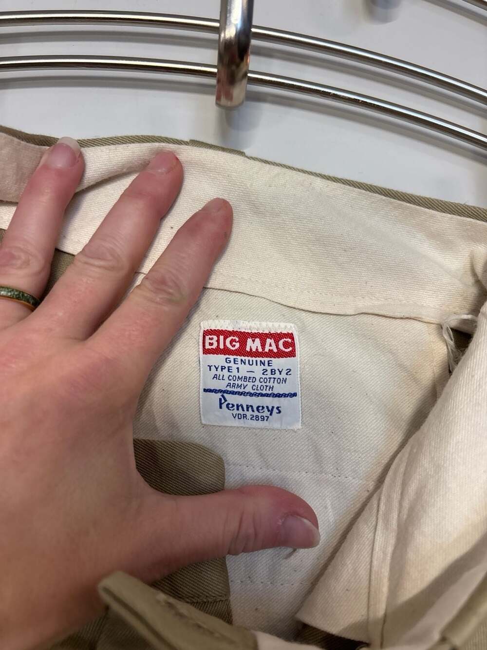 K: Original WWII Korean War US Army Chino Cotton Pants 34 not 32 - Picture 3 of 10